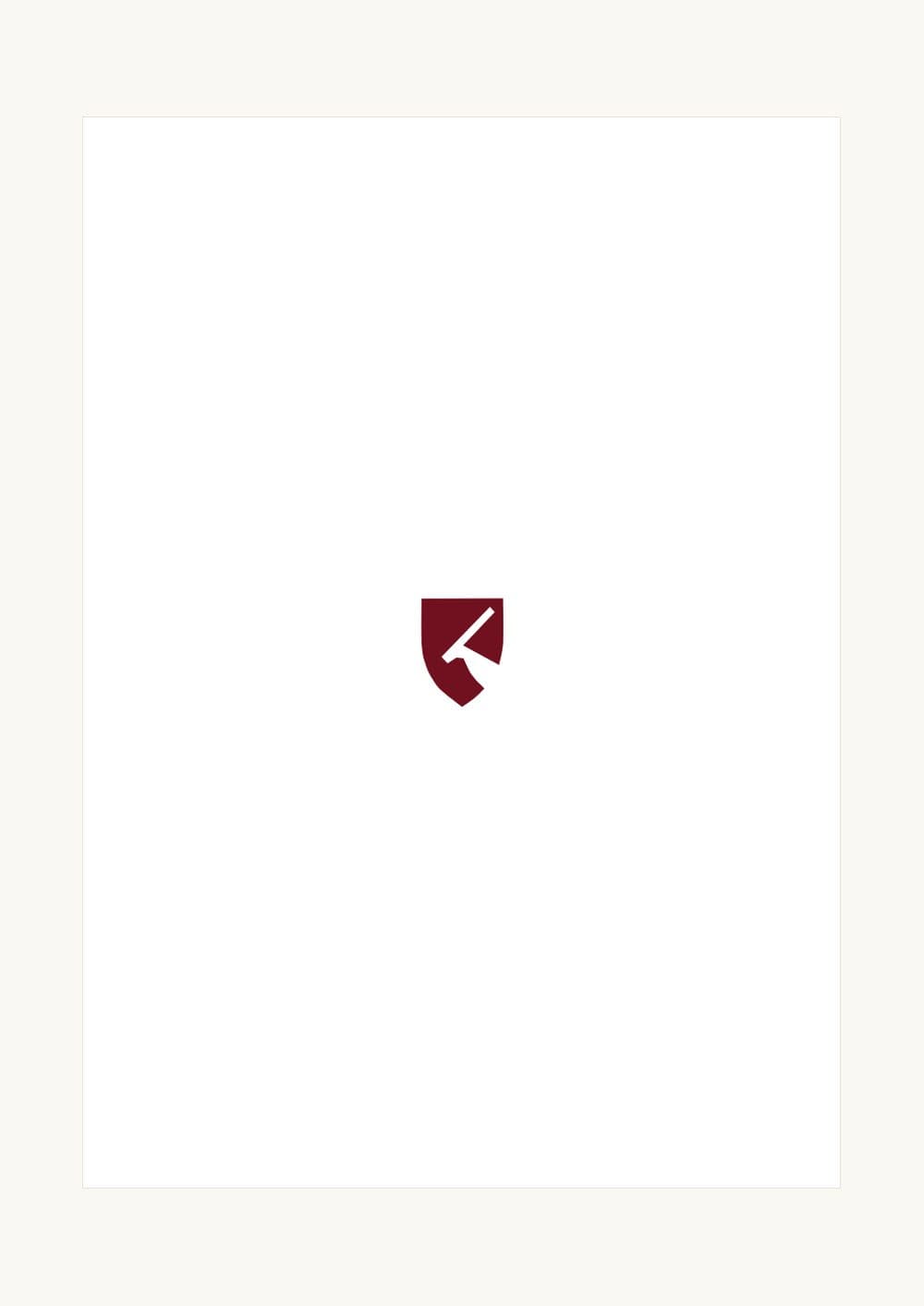 The notecard with the shield emblem centered