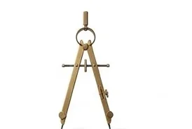A brass drafting compass, isolated