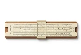 A wooden slide rule, isolated