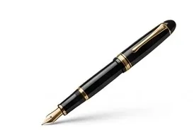 A black fountain pen with a gold nib