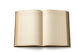 An open ledger with ruled pages