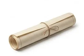 A rolled parchment tied with cord