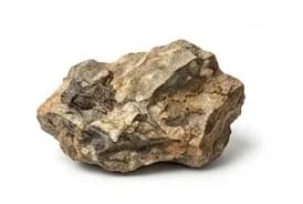 A raw mineral specimen, isolated