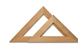 A wooden set square, isolated